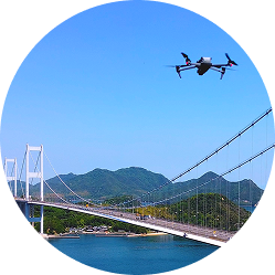 来島海峡大橋とドローン