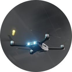 夜間に飛行するドローン